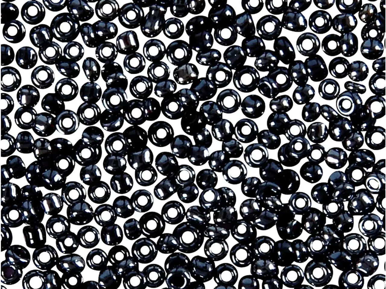 Billede 1 - Rocaiperler, diam. 1,7 mm, str. 15/0, hulstr. 0,5-0,8 mm, mørk grå, 25g/ 1 pk.