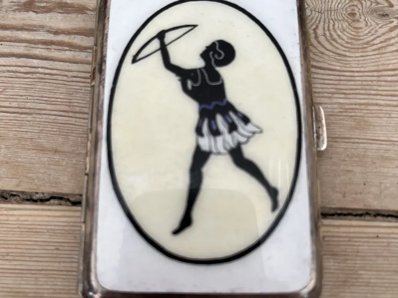 Billede 1 - Sølvplet cigaretetui med emalje