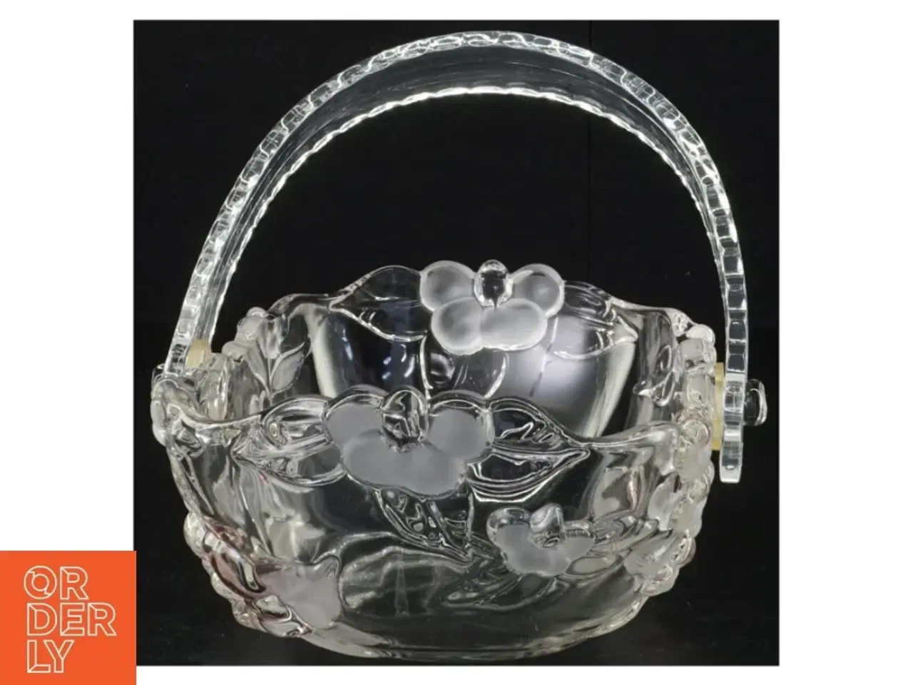Billede 4 - Kurv i krystal glas med blomsterdekoration (str. 20 x 16 x 17 cm)