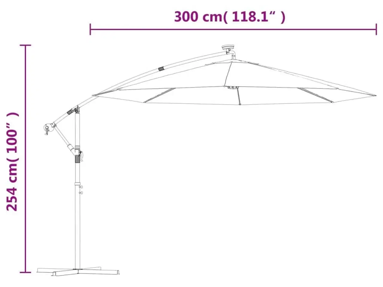 Billede 12 - Hængeparasol med LED-lys og stålstang 300 cm antracitgrå
