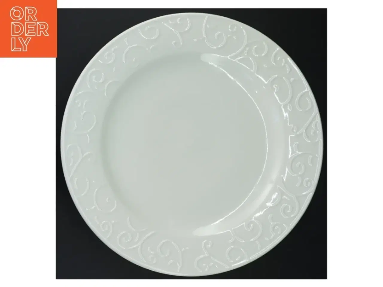 Billede 4 - Hvide middagstallerkener med dekorativ kant (str. Diameter 26 cm)