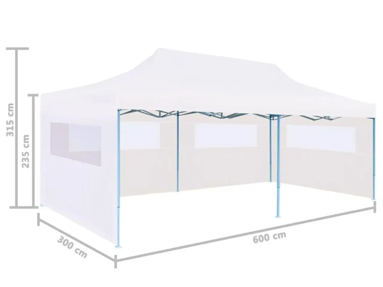 Billede 8 - Foldbart pop-op-festtelt med sidevægge 3 x 6 m stål hvid