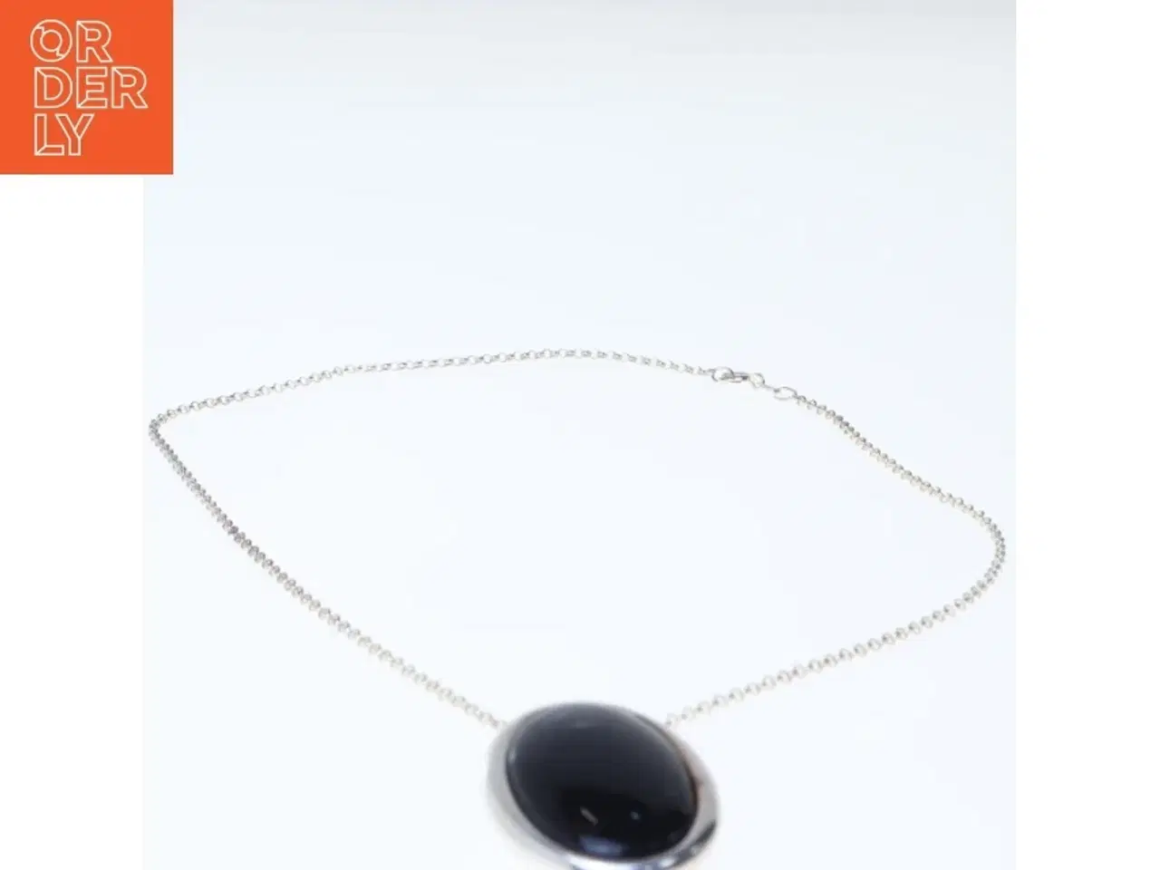 Billede 4 - Sølv halskæde med sort vedhæng (str. 44 cm)