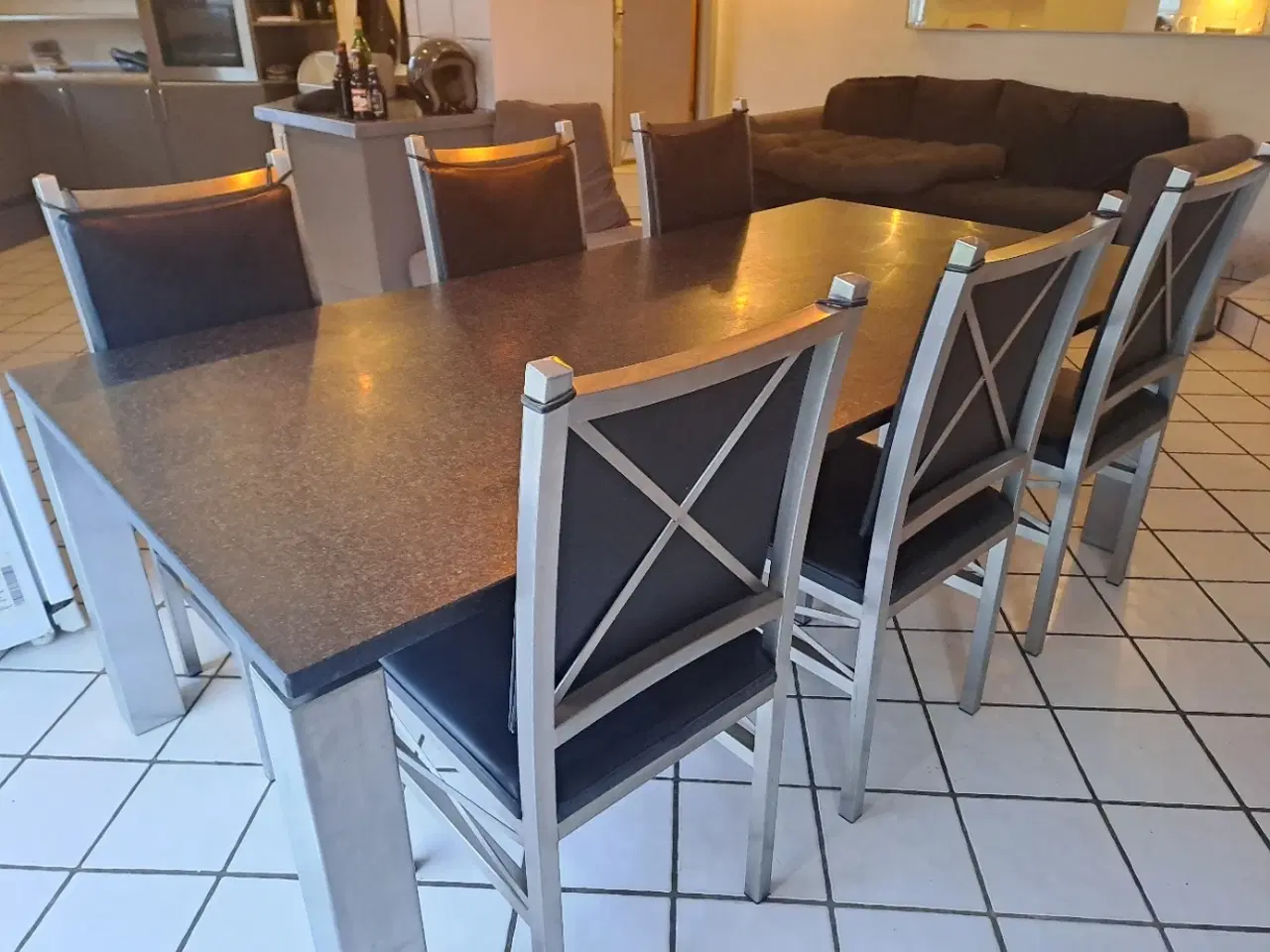 Billede 7 - Marmor bord og 6 stoæe