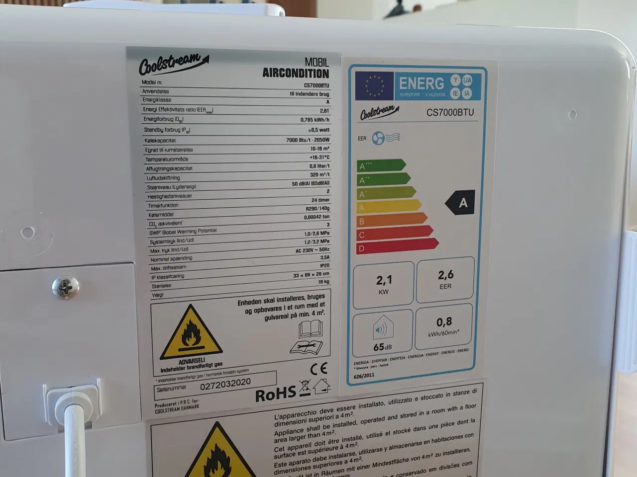 Billede 3 - Mobilt Airconditionanlæg 7000Btu/t