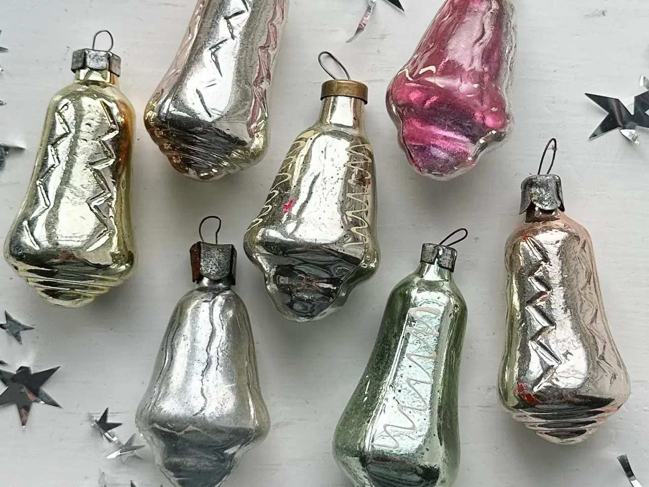 Billede 5 - Vintage julekugler, metalliske klokker, 7 stk samlet