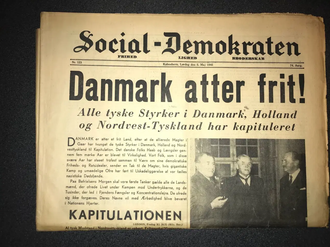 Billede 1 - Lørdag den 5. maj 1945 Social-Demokraten