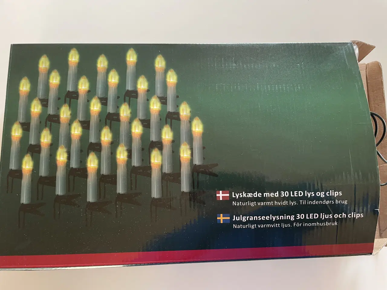 Billede 1 - Lyskæde med 30 LED lys og clips.