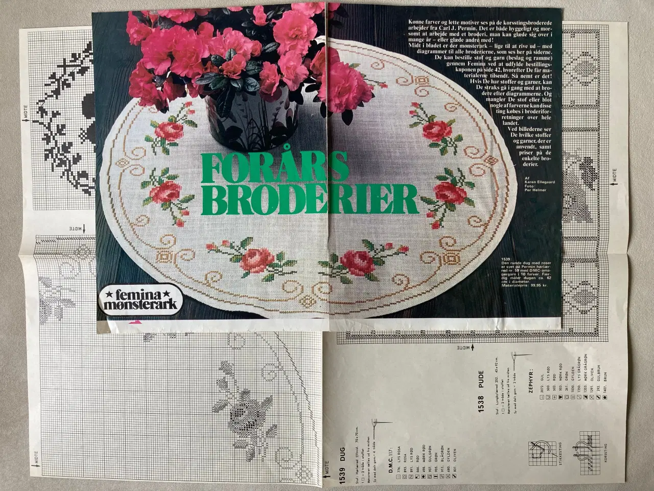 Billede 1 - Broderimønstre: Dug og 2 klokkestrenge, blomster