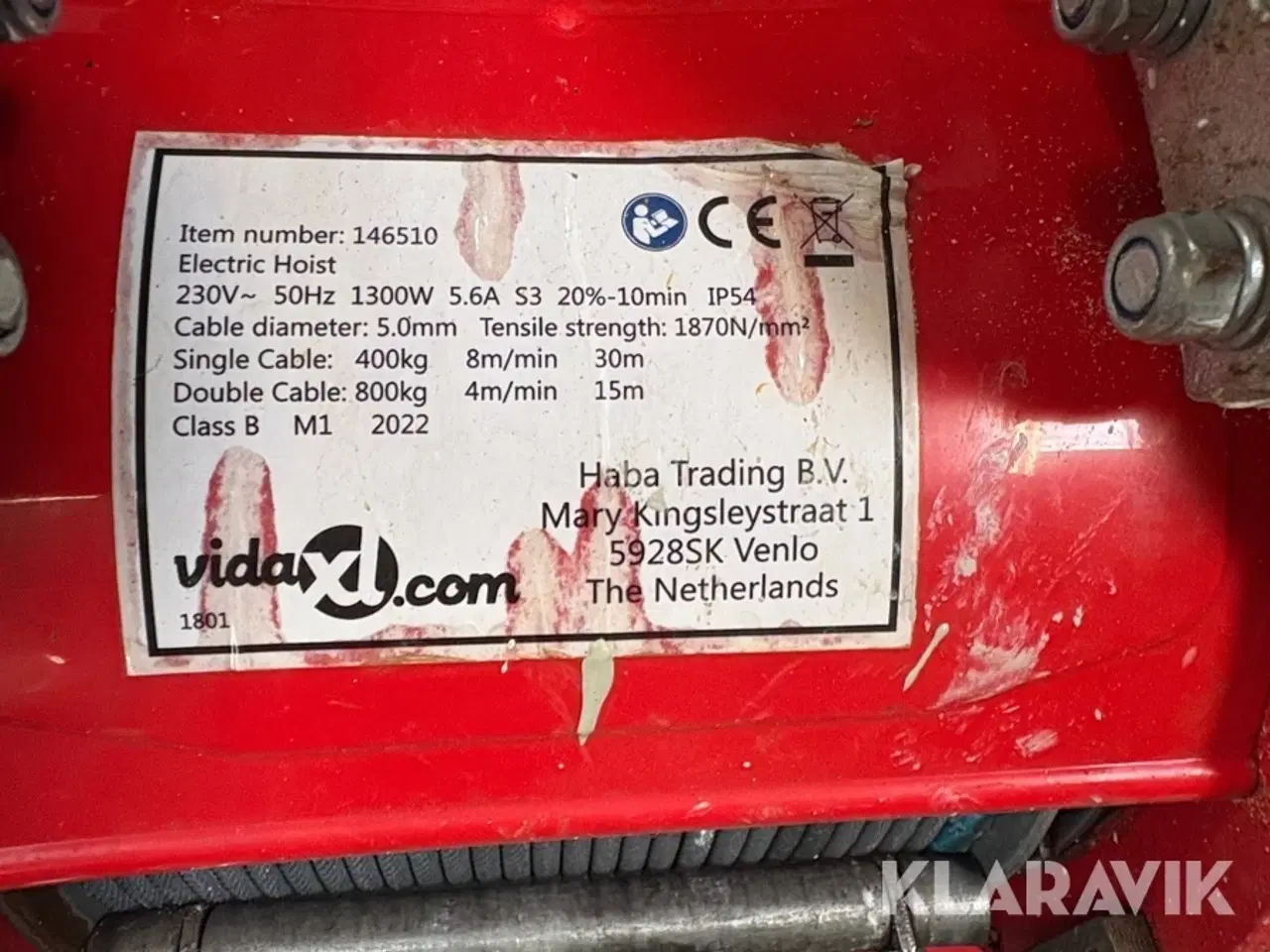 Billede 4 - Elektrisk hejs Haba Trading Electric hoist 1 styk med ekstra fjernbetjening