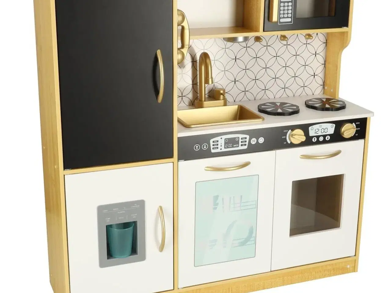 Billede 9 - Legekøkken i træ til børn med køleskab – guld