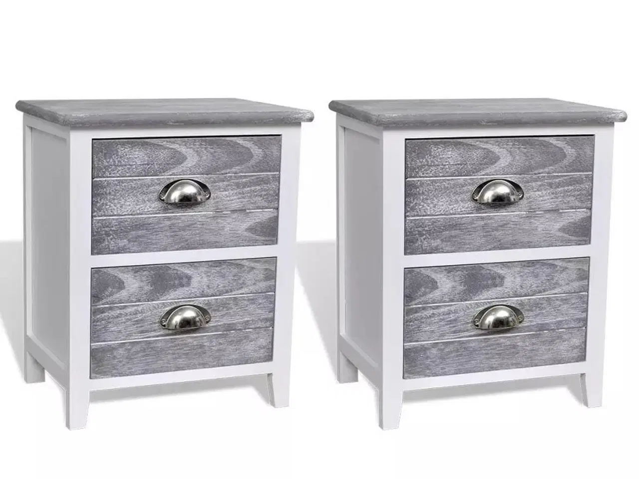 Billede 2 - Natbord med 2 skuffer 2 stk. grå og hvid