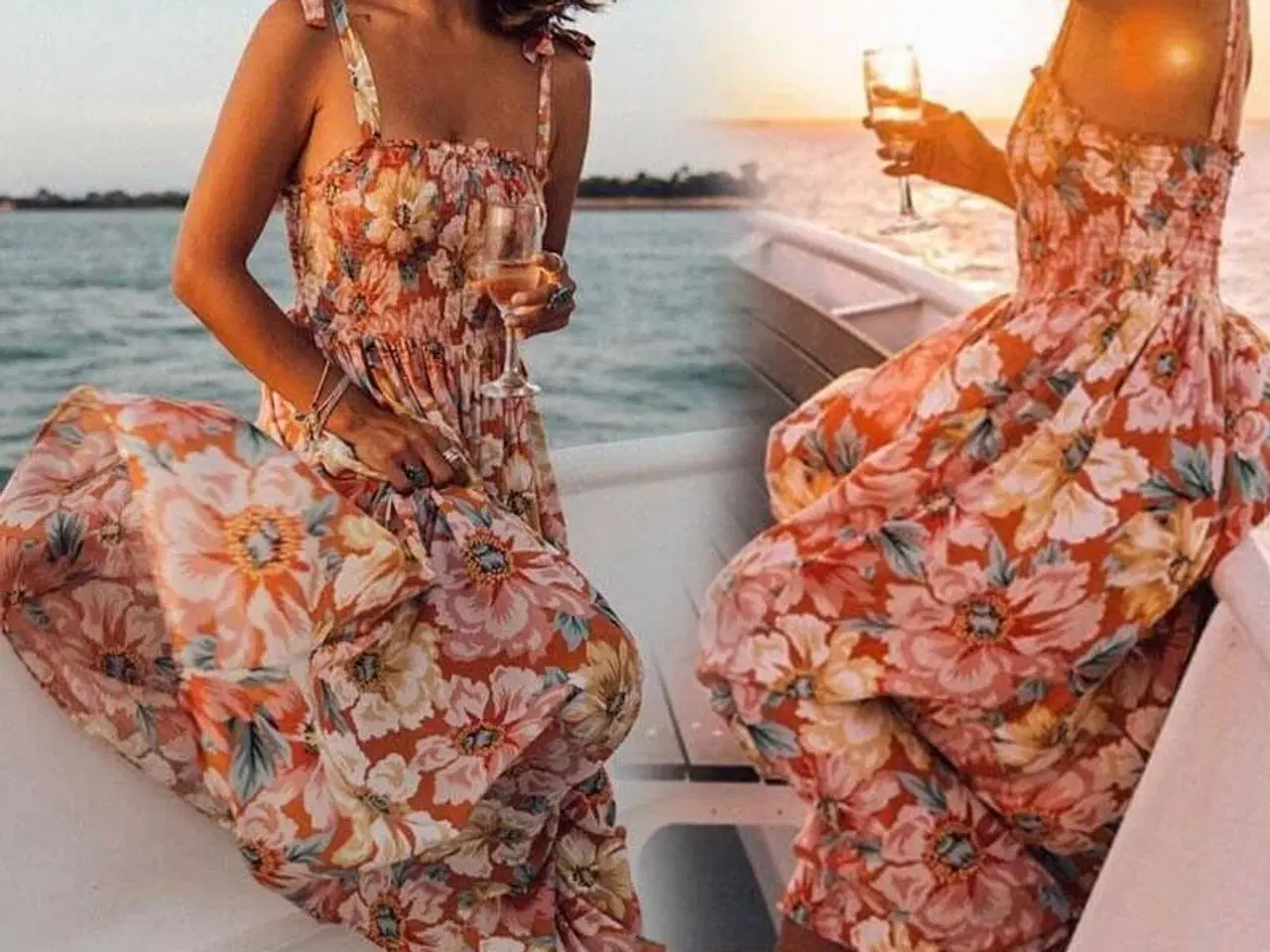 Billede 2 - Strop kjole,med skønt blomstermotiv Stør:M+L+XL