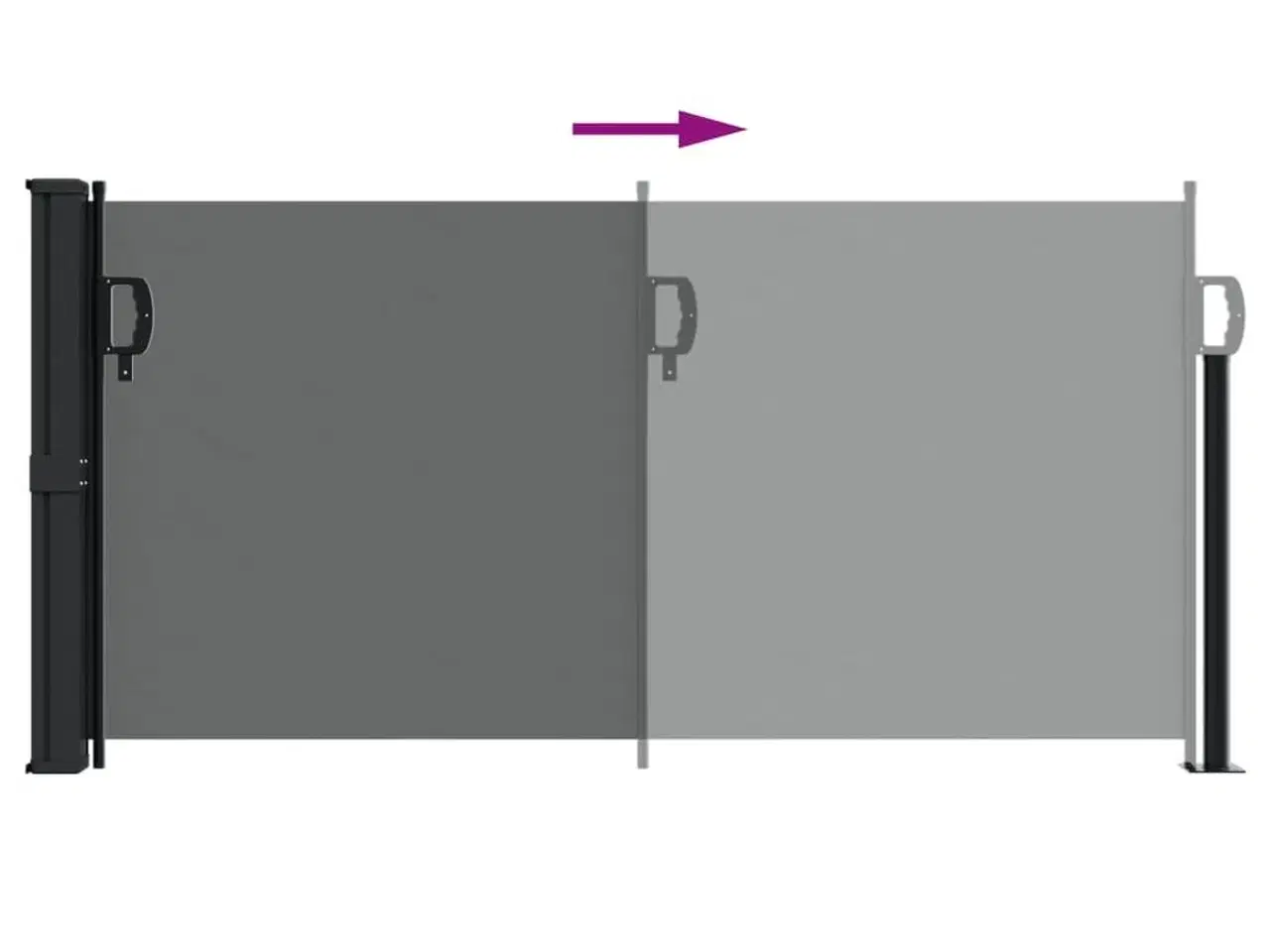 Billede 5 - Sidemarkise 100x500 cm sammenrullelig antracitgrå