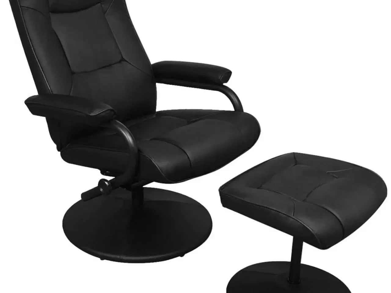 Billede 1 - Tv-stol med fodskammel sort kunstlæder