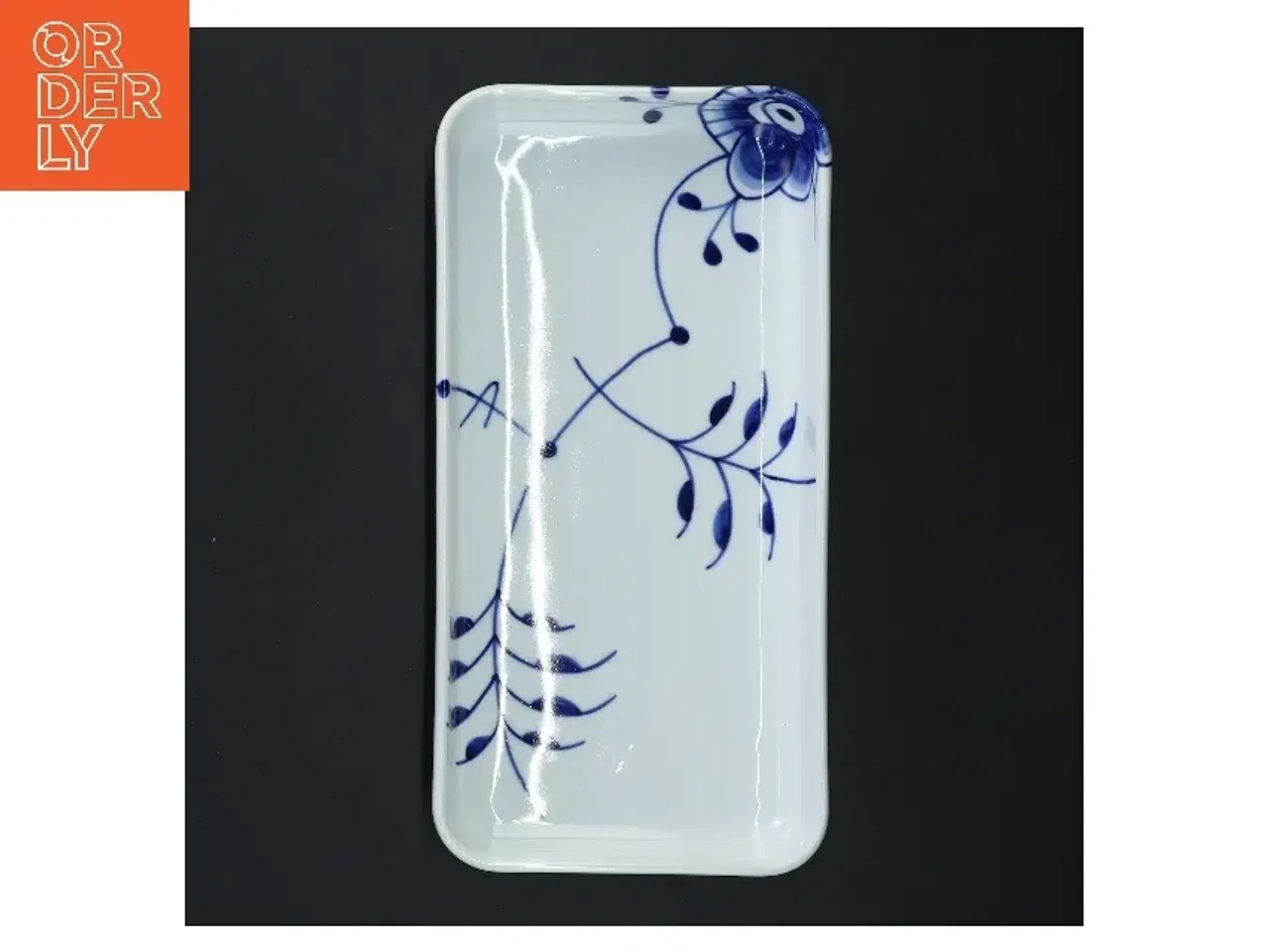 Billede 1 - Mega musselmalet rektangulært fad (str. 24x12x3 cm)