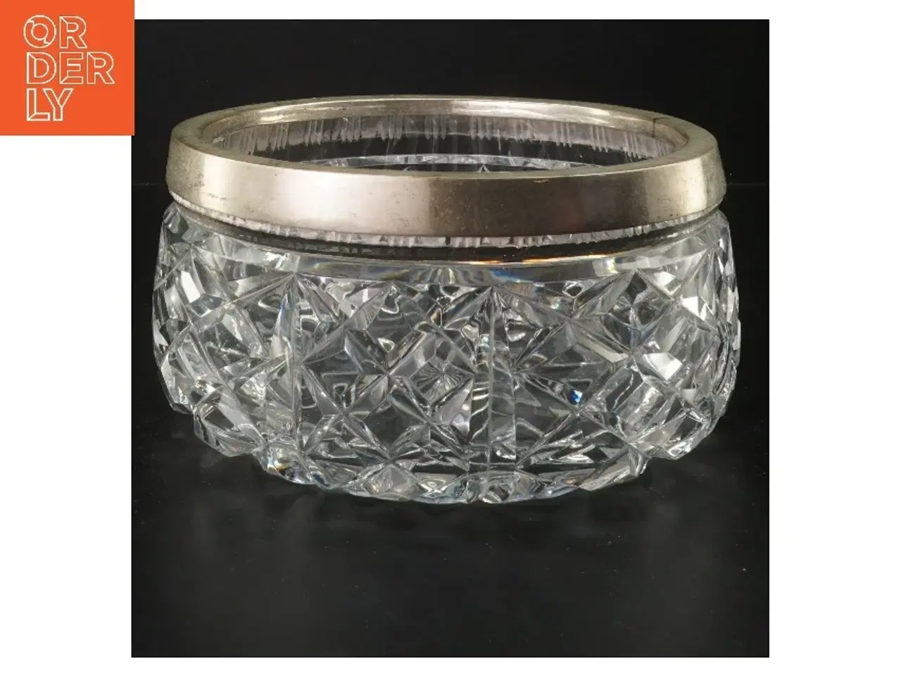 Billede 2 - Krystal skål med sølvkant (str. Ø 20x10 cm)