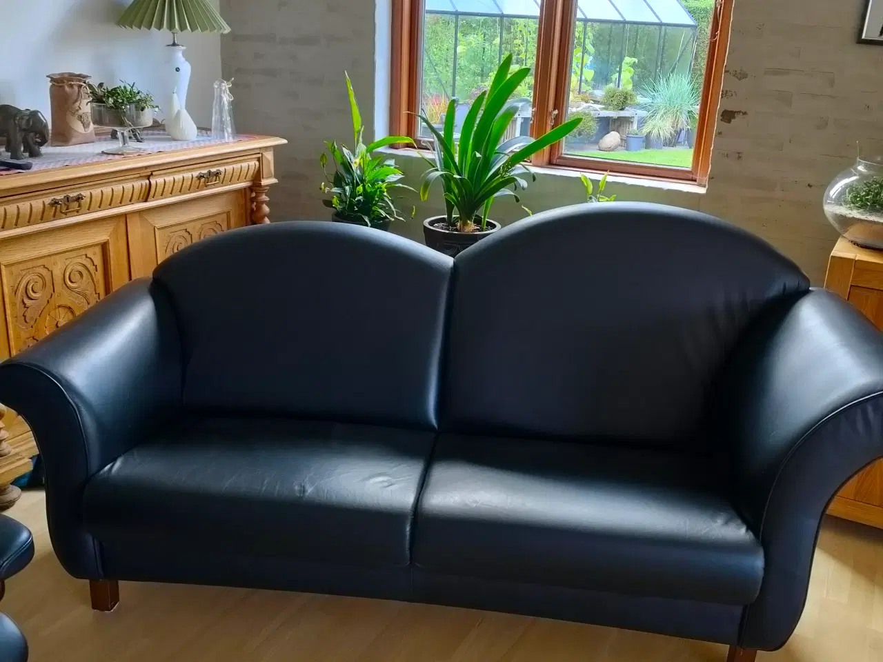 Billede 1 - Sort lædersofa fra Hurup møbelfabrik