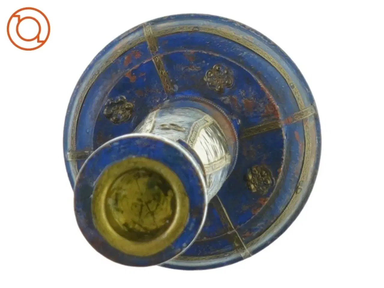 Billede 2 - Vintage Rustik Træ Lysestage med metal ornamentik (str. 32 x 12 cm)