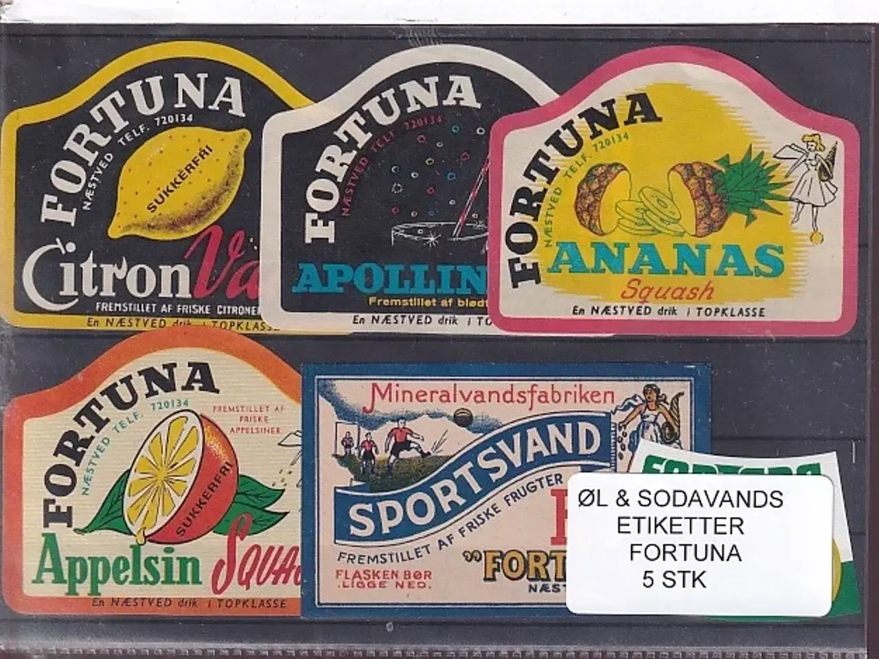 Billede 1 - Øl og Sodavands Etiketter - Fortuna - 5 Stk.