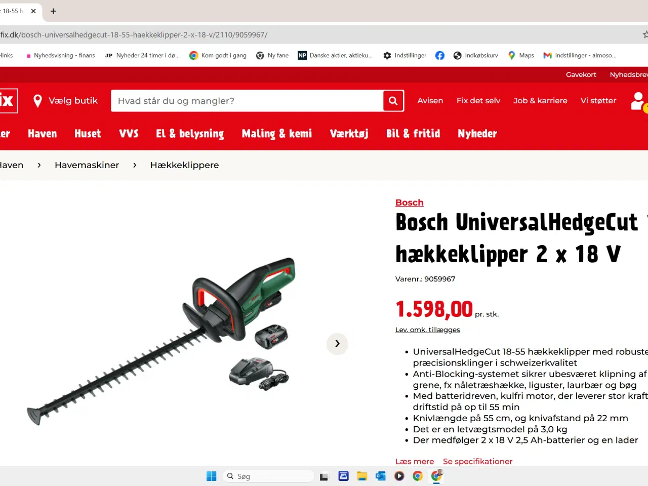 Billede 2 - Hækklipper inkl. 2 batterier+lader