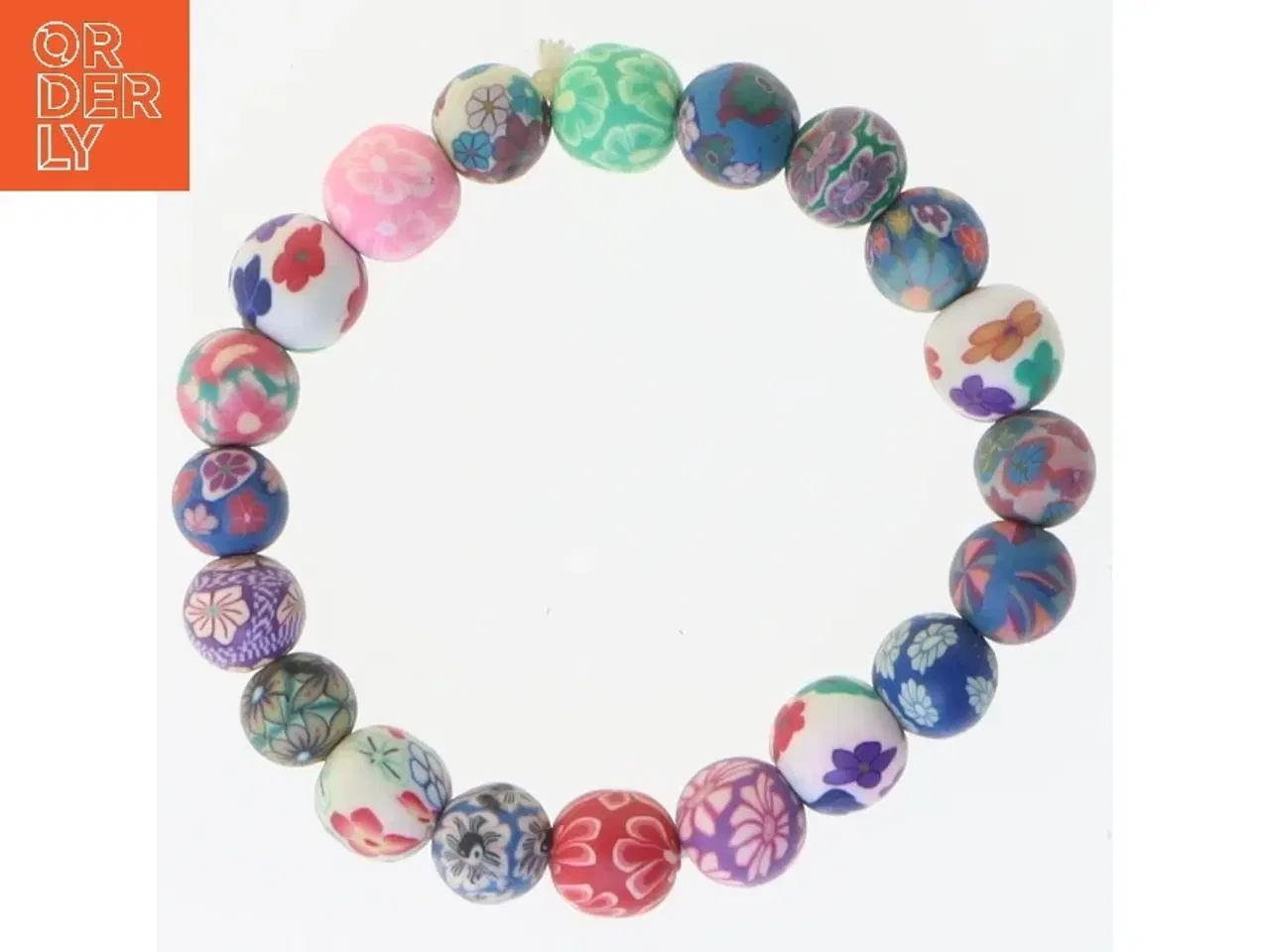 Billede 1 - Perlearmbånd med blomster (str. Ø 7,5 cm)