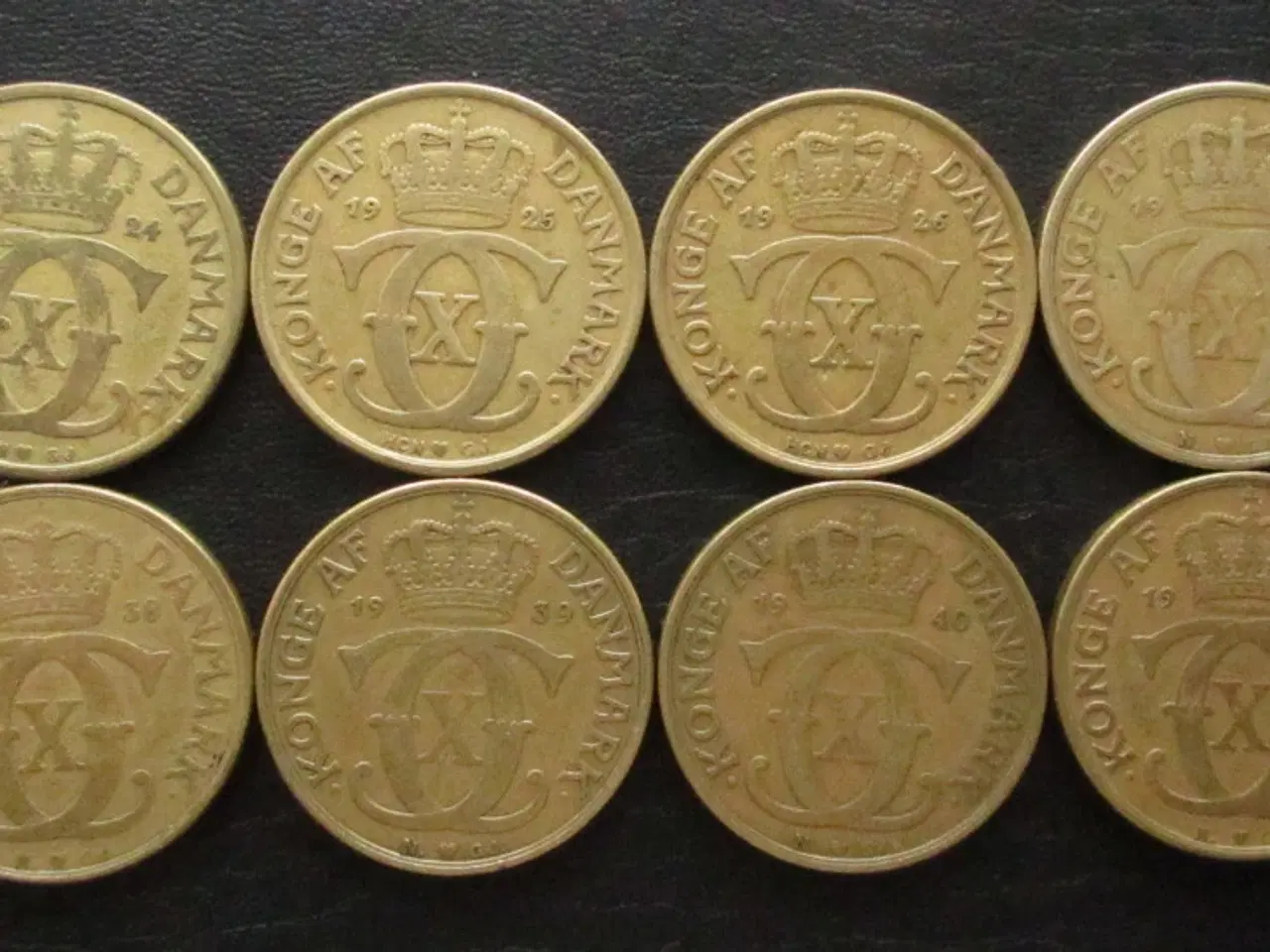 Billede 1 - 2 kr 1924-1941 Chr. X komplet sæt 8 stk