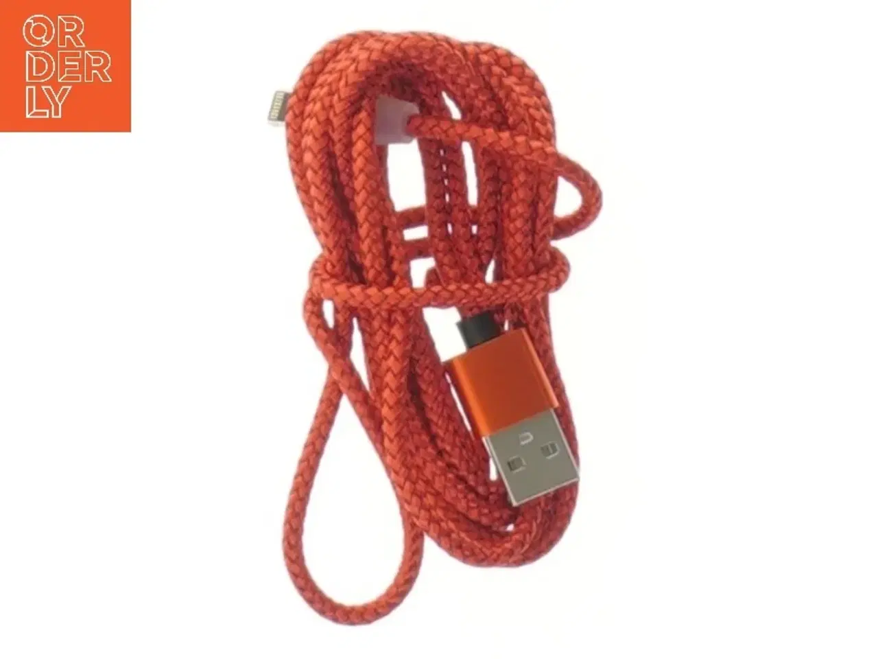 Billede 1 - USB kabel med flettet orange cover (str. 188 cm)