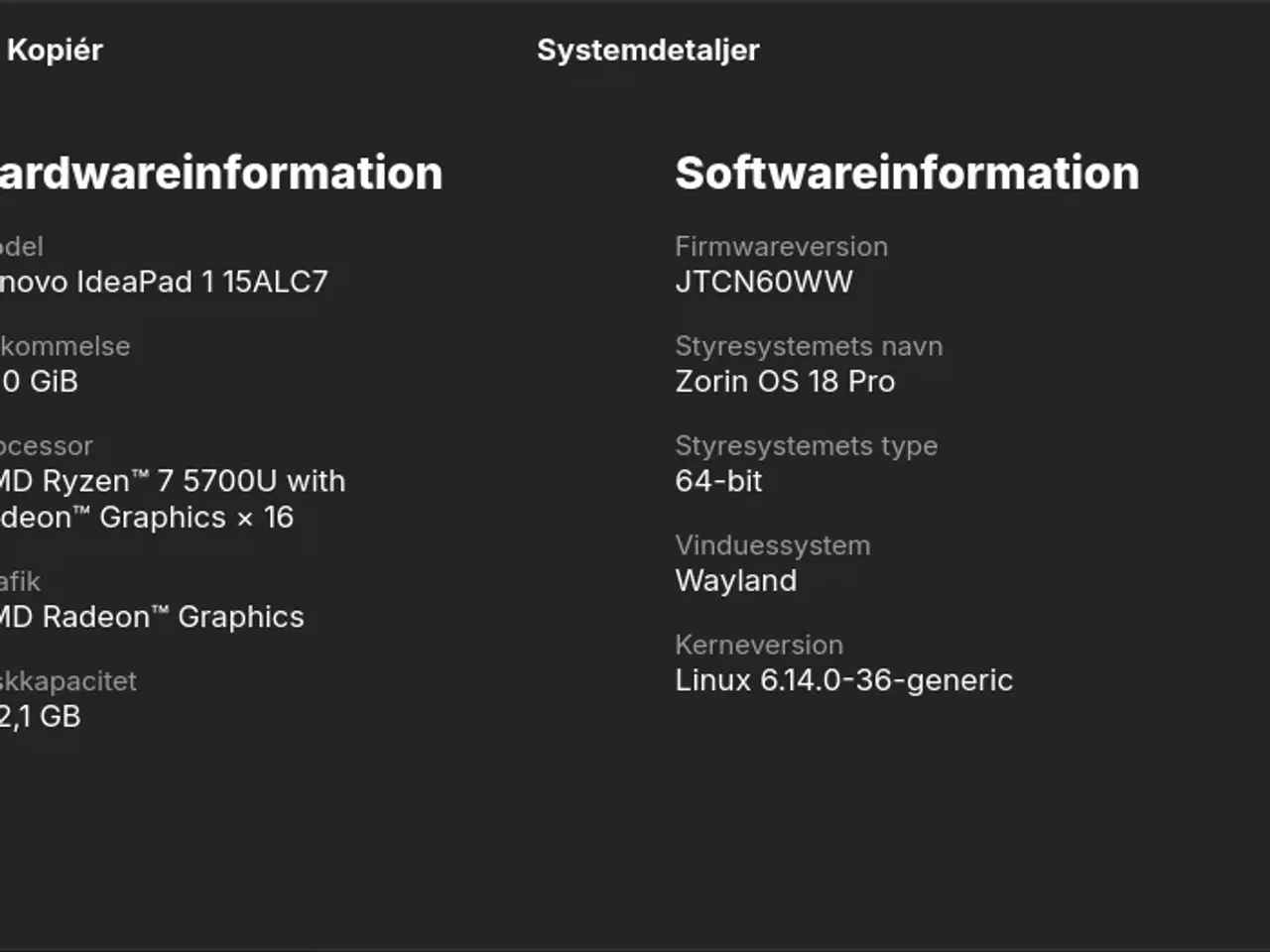 Billede 7 - Lenovo IdeaPad Ryzen 5700U Radeon Graphics × 16