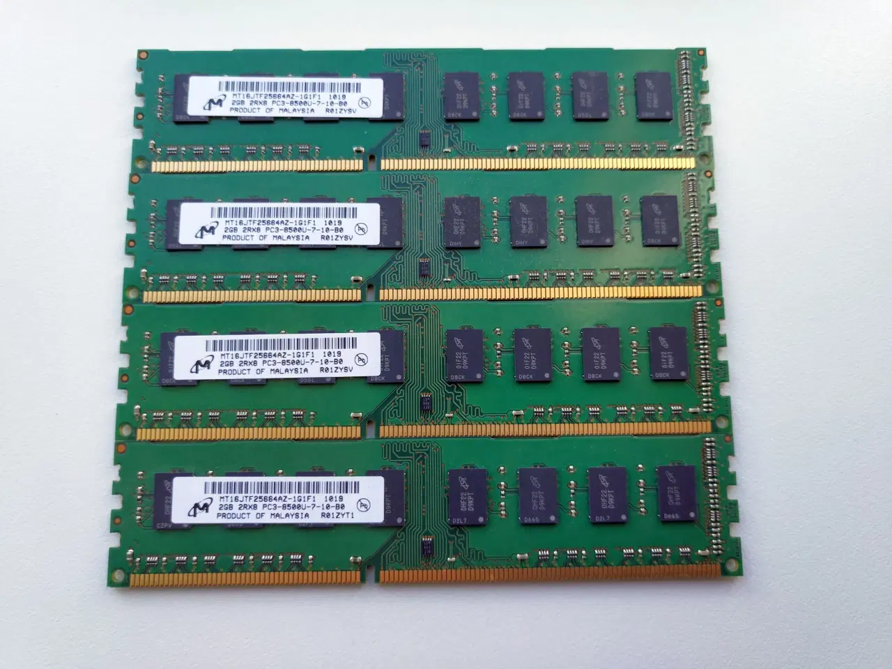 Billede 1 - 4 x 2 Gb. DDR3 RAM Micron, 8 Gb., DDR3 SDRAM