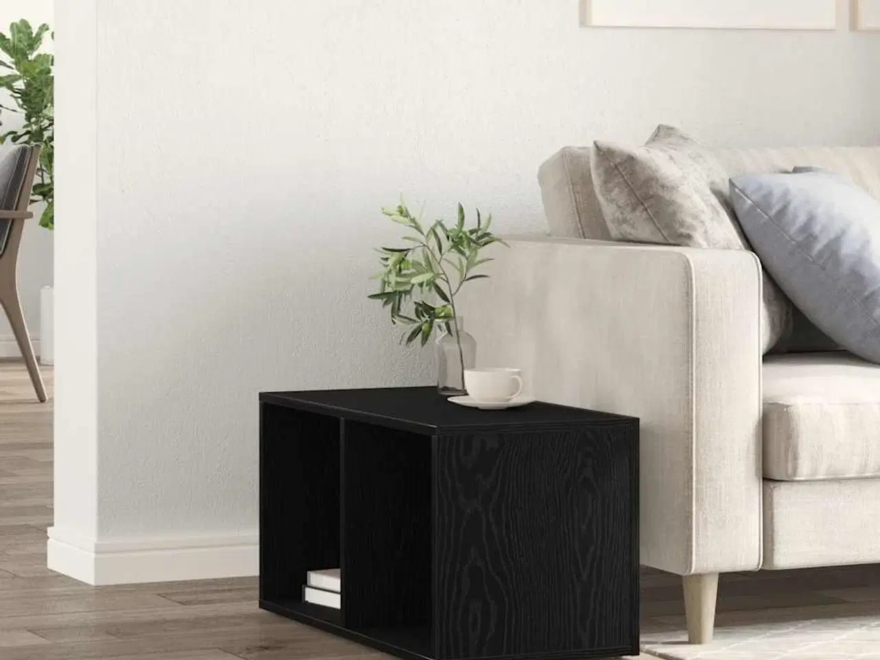 Billede 3 - LP-opbevaringsboks 71x34x36 cm konstrueret træ sort-eg