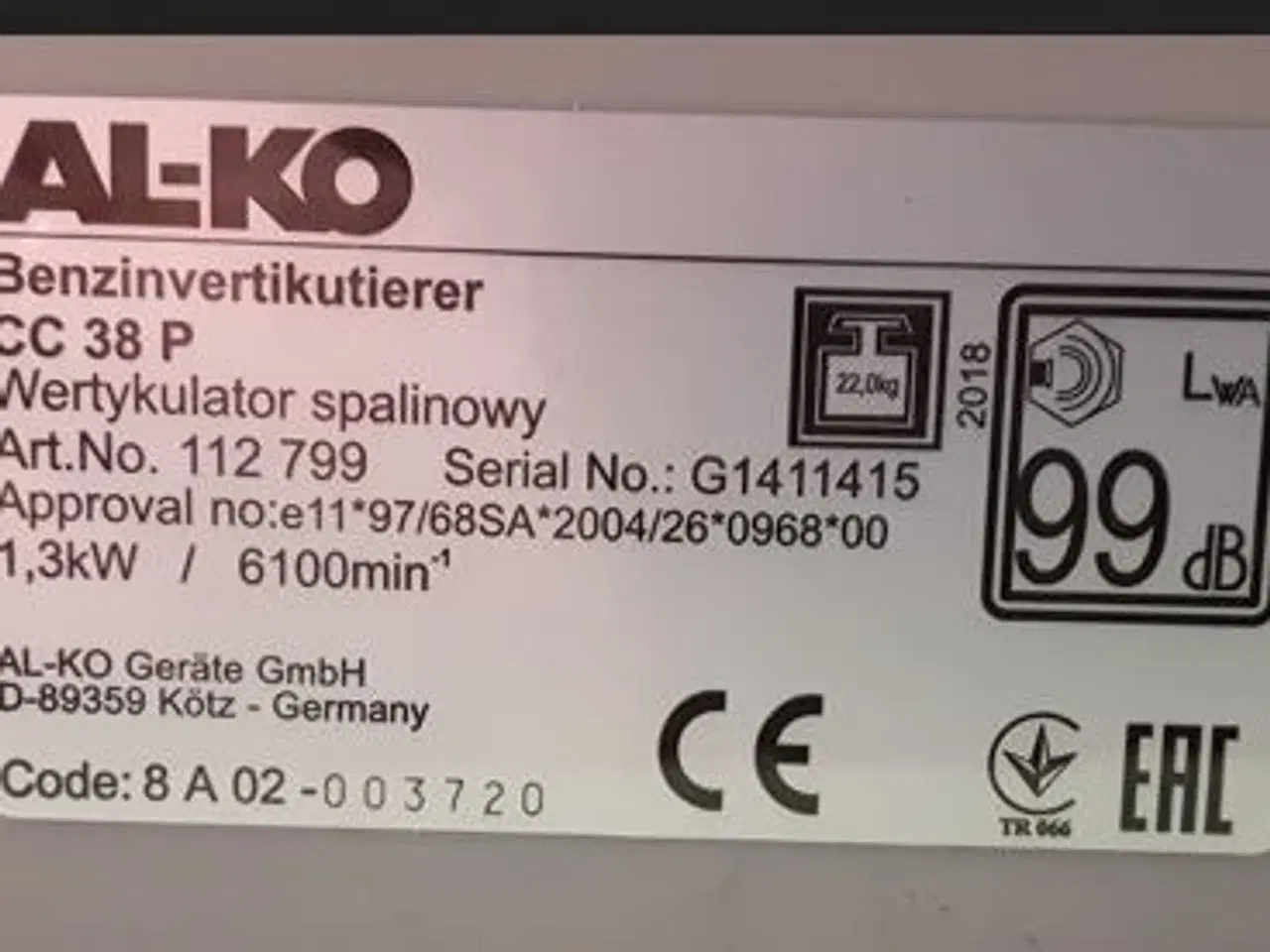 Billede 5 - AL-KO benzinvertikalskærer Combi Care 38 P