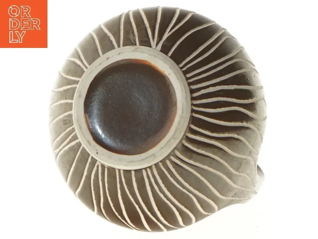 Billede 3 - Keramikvase med hvide linjer (str. 15x11 cm)