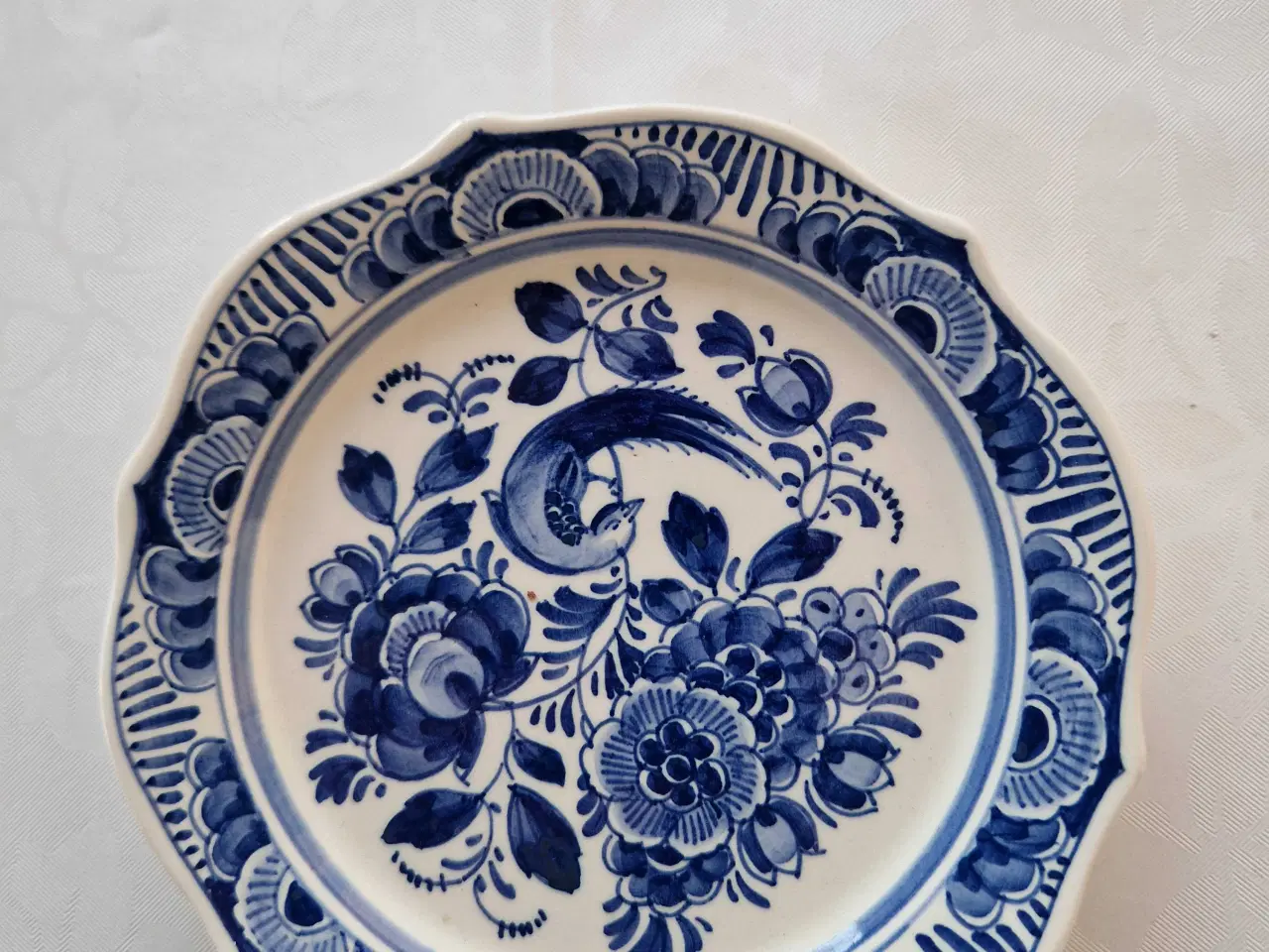 Billede 2 - Smuk gammel Delft platte med paradis fugl 