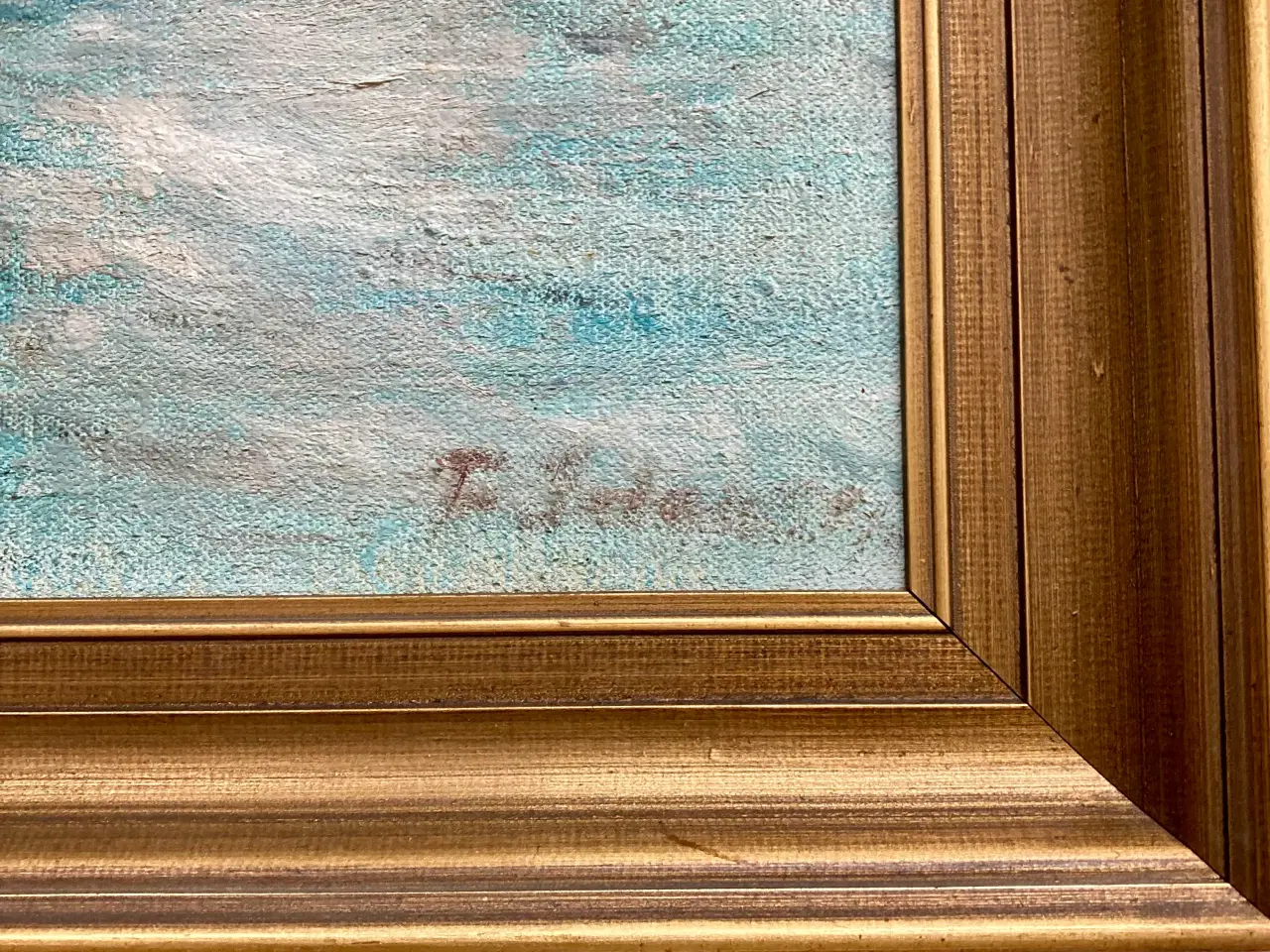 Billede 2 - Maleri sejlskibe maritimt motiv m/ org. ramme