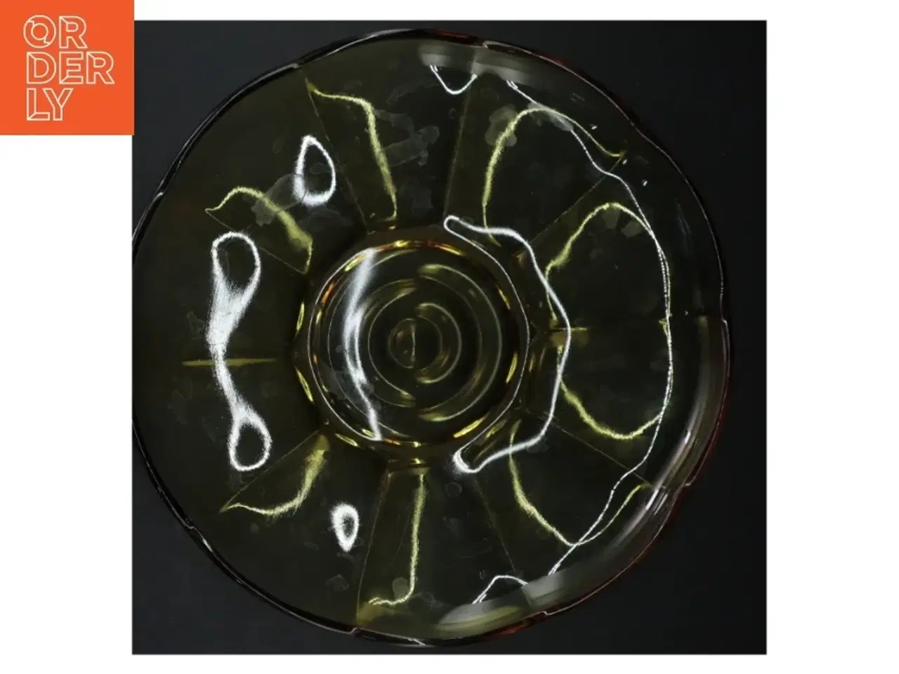 Billede 2 - Gennemsigtig grønt glasfad (str. Ø. 31 cm)