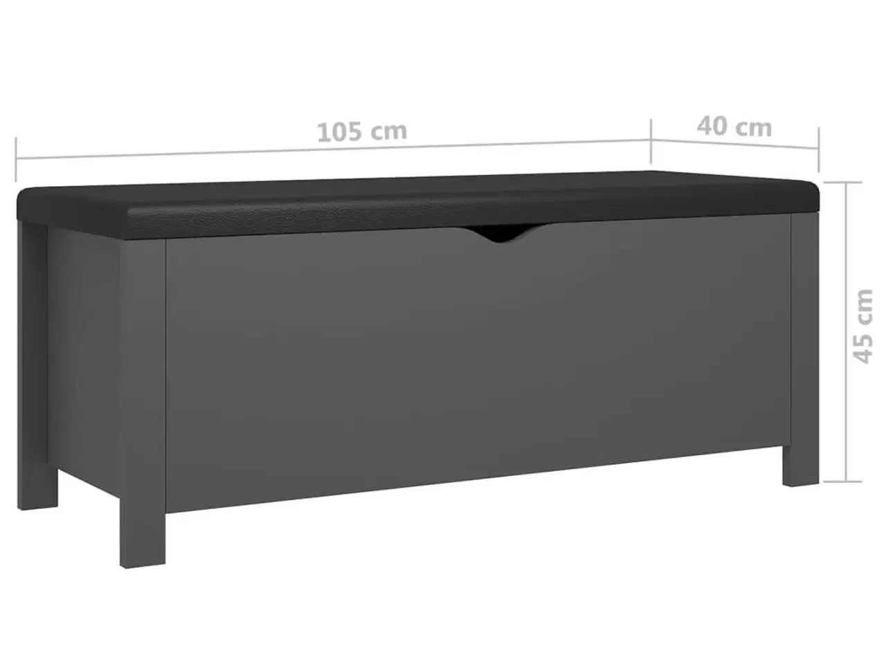 Billede 7 - Opbevaringsboks med hynde 105x40x45 cm konstrueret træ grå