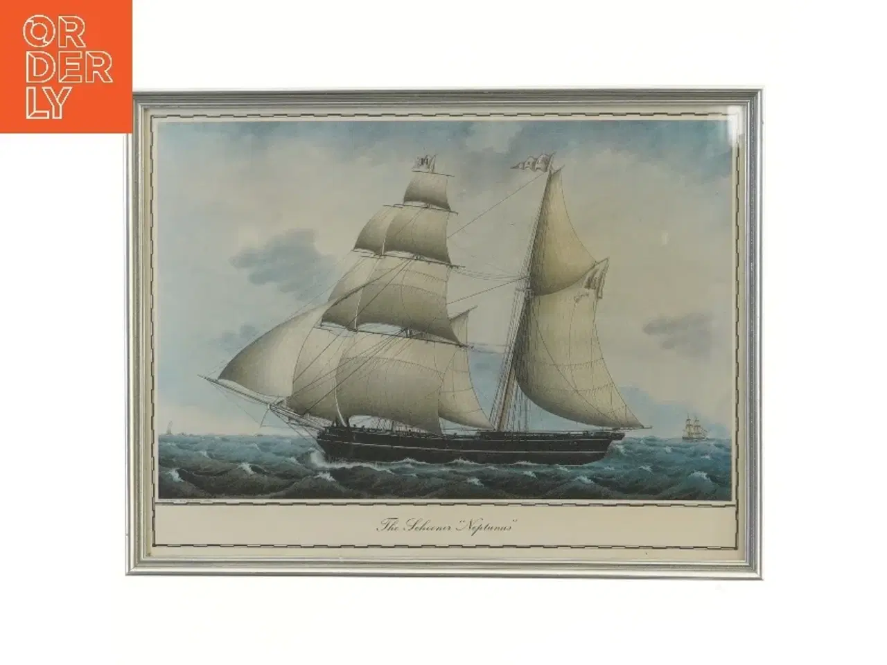 Billede 1 - Skibsillustration i ramme (str. 36x27,5 cm)