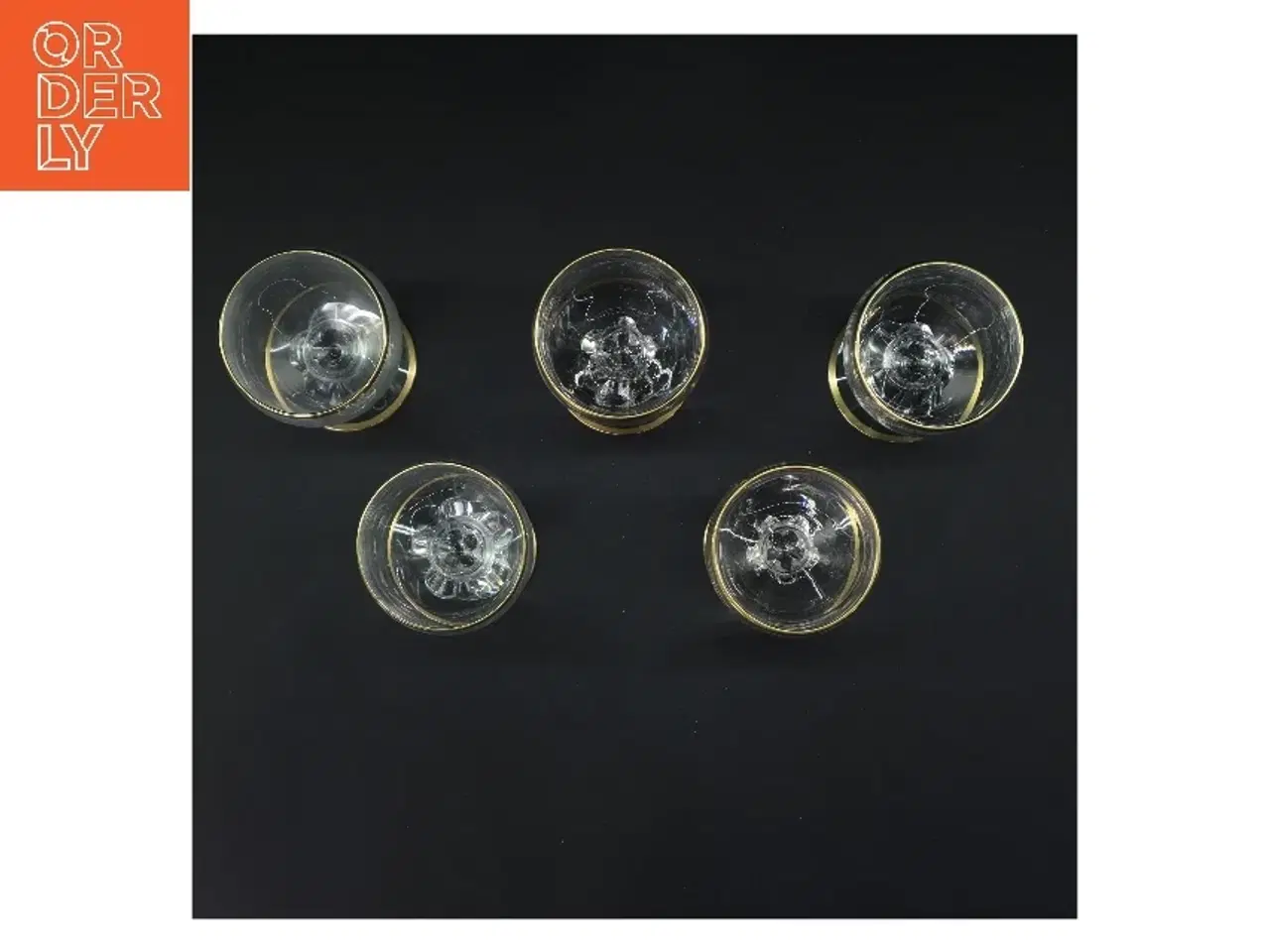 Billede 3 - Sæt med 5 glas med guldkant (str. 5 stk Ø 7 cm længde 11,5 cm)