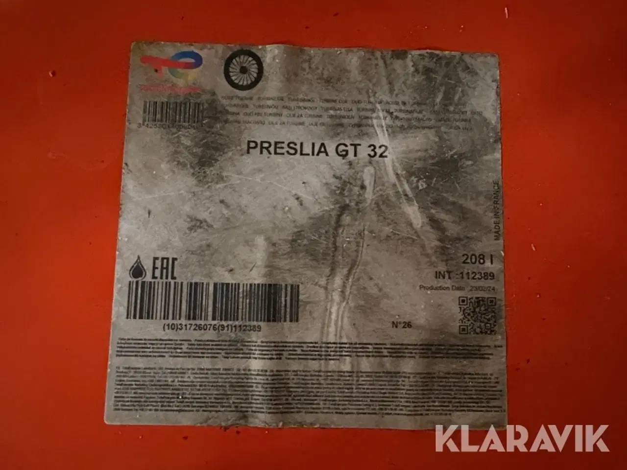 Billede 5 - Olie TotalEnergies Preslia GT 32 208 liter 2 styk