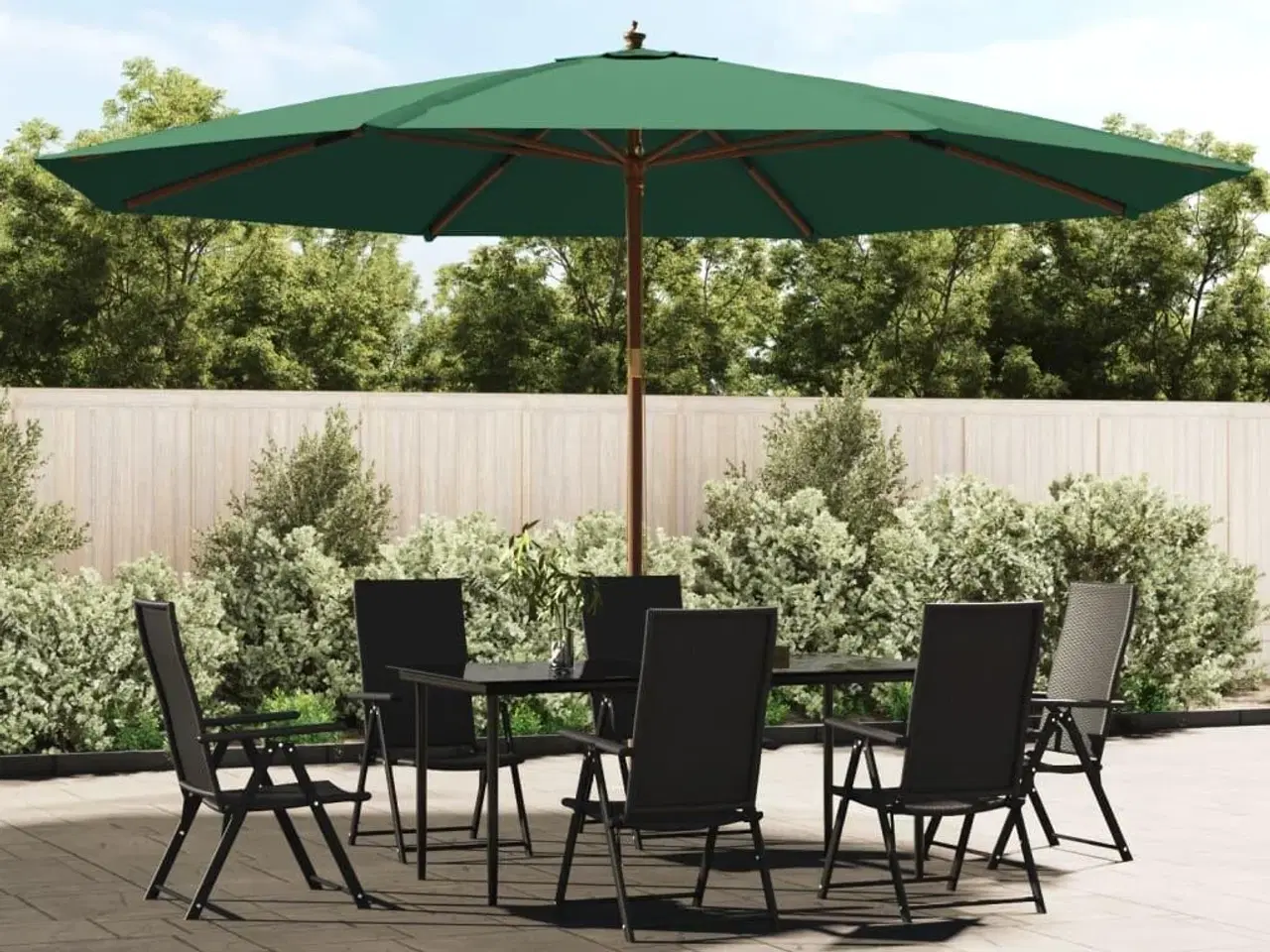 Billede 1 - Haveparasol med træstang 400x273 cm grøn