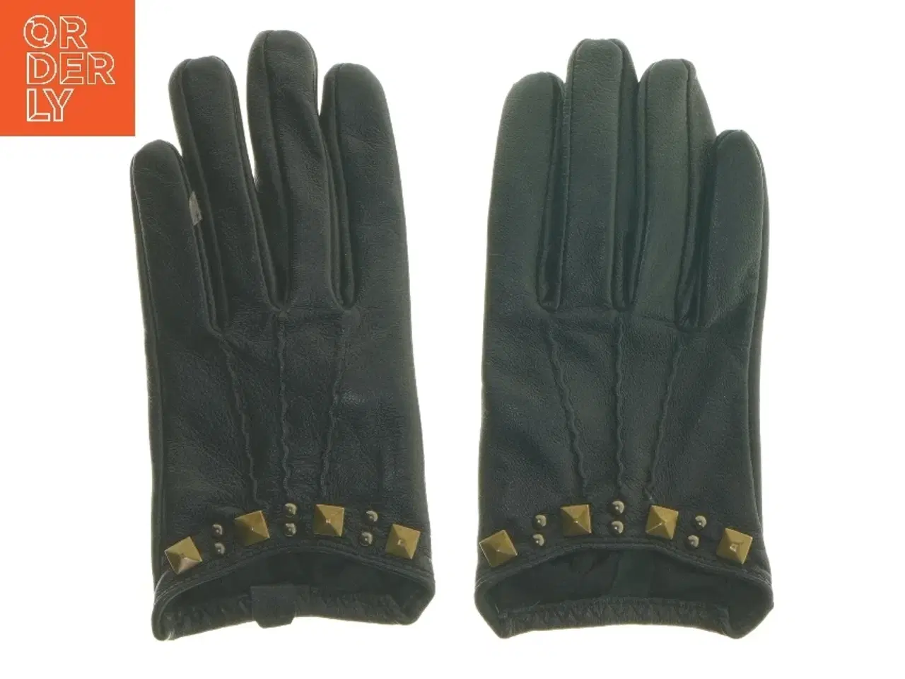 Billede 1 - Læderhandsker med nitter (str. 18 cm)