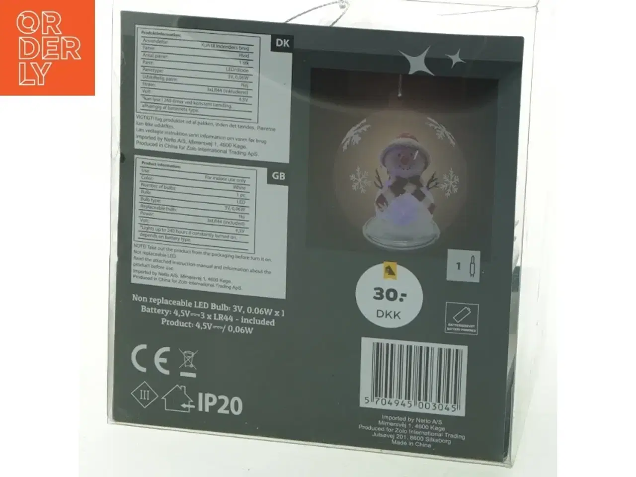 Billede 4 - LED snekugle med snefnugmotiv og sneemand  (str. Ø 12 cm)