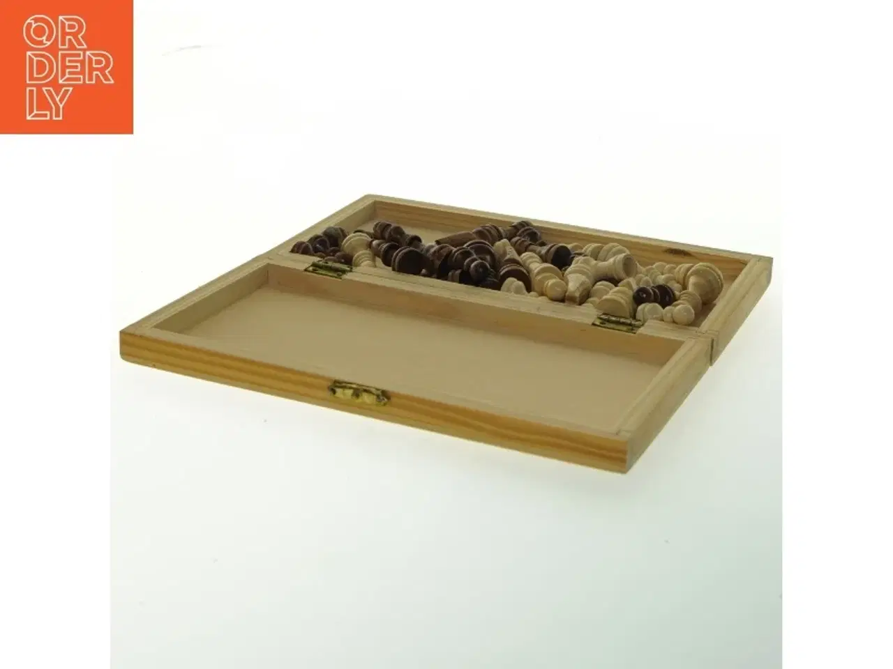 Billede 5 - Skakspil i træ med opbevaringskasse (str. 22x11x2,5 cm)