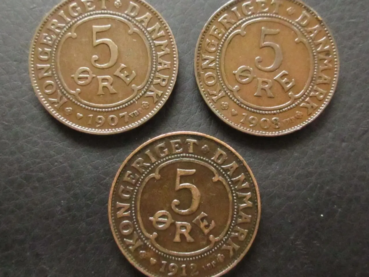 Billede 1 - 5 ører 1907-1912 Fr. VIII komplet sæt