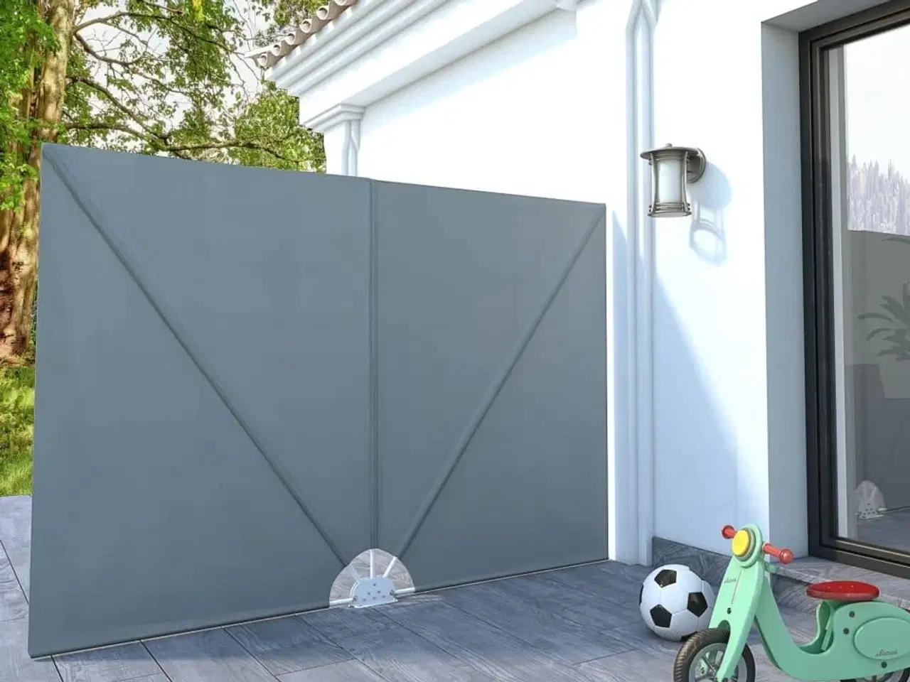 Billede 1 - Sammenklappelig sidemarkise til terrasse grå 240 x 160 cm