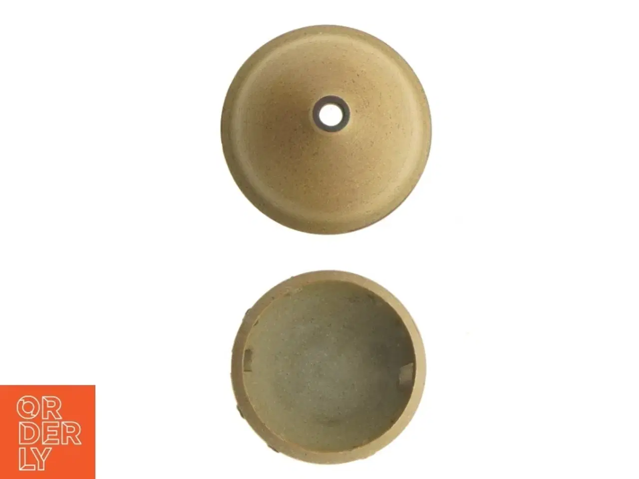 Billede 4 - Drejet uglasureret Keramik bornholmsk rundkirke lyseholder (str. 9 x 8 cm)