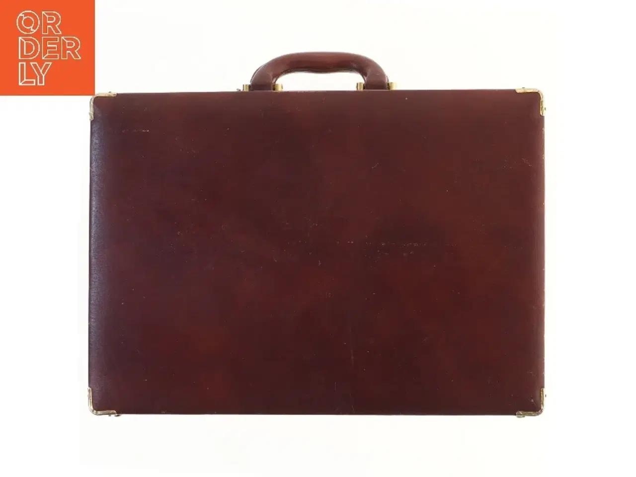 Billede 3 - Brun læderkuffert (str. 44x31,5 cm)