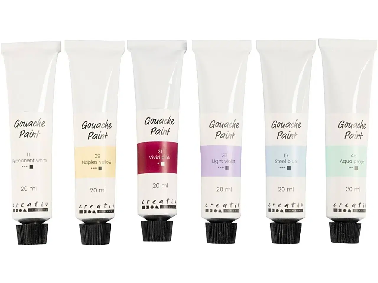 Billede 1 - Gouache Maling, pastelfarver, 6x20 ml/ 1 pk.