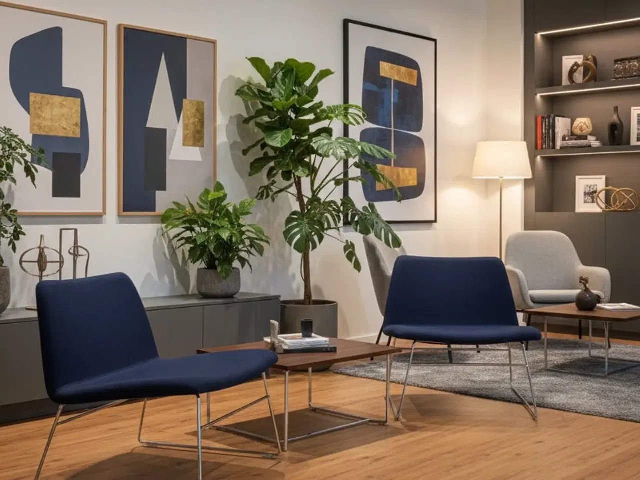 Billede 2 - Paustian Spinal Chair 80 Loungestol – Mørkeblå med Krom Stel